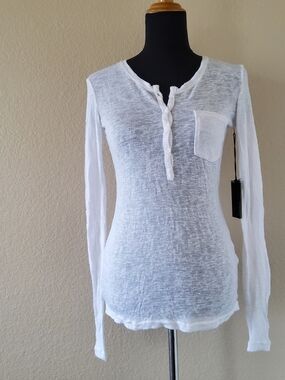 Rails White Ethan Henley Long Sleeve Top Size XS NWT